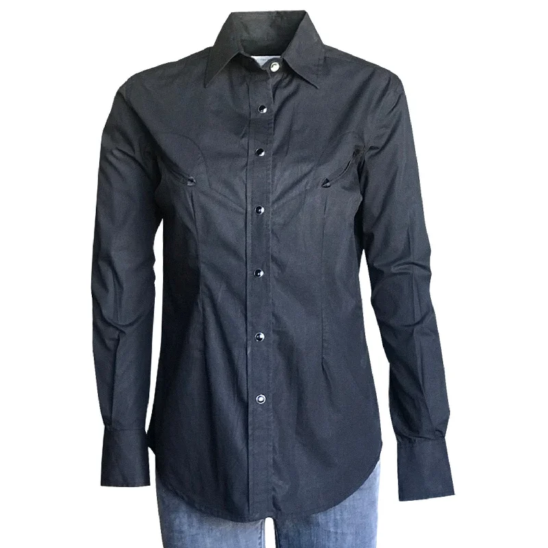 Rockmount Womens Black 100% Cotton Solid Western L/S Shirt