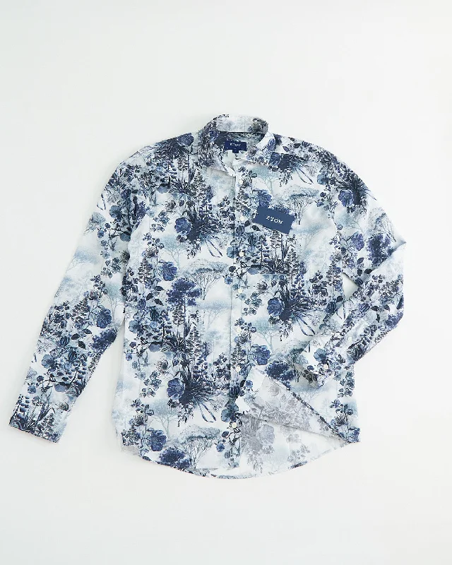 Floral Print Cotton-Tencel Slim Shirt